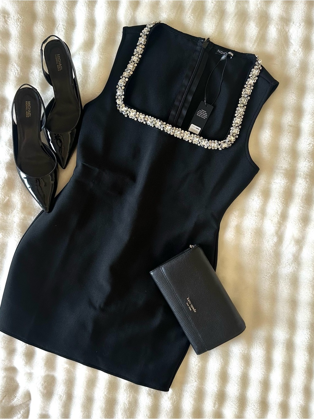💎NWT Fashion Luxe Nova Black Dress with Rhinestone Trim